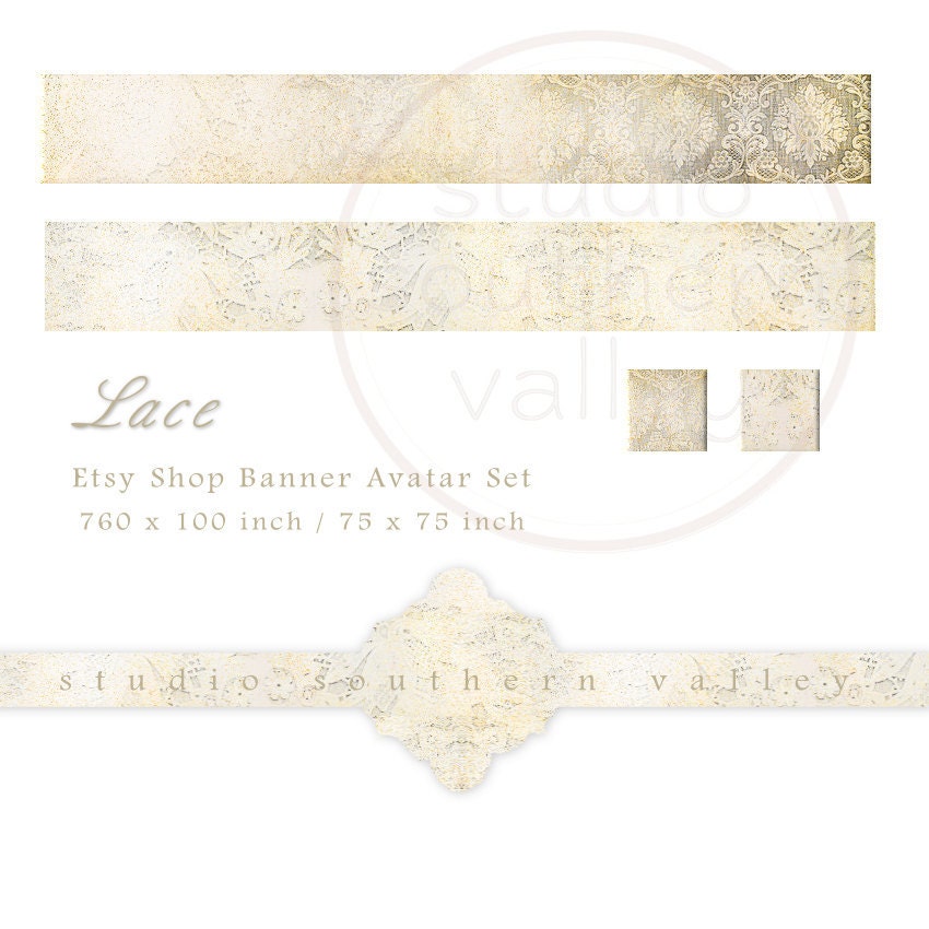 LACE - Etsy Shop Banner & Avatar Set 760x100 inch / 75x75 inch
