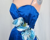 1950's Stunning Sapphire Blue Silk Bergdorf Goodman Ball Gown Sweetheart Neckline