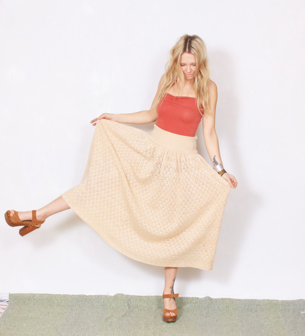Vintage 70s Eyelet Sweater Skirt