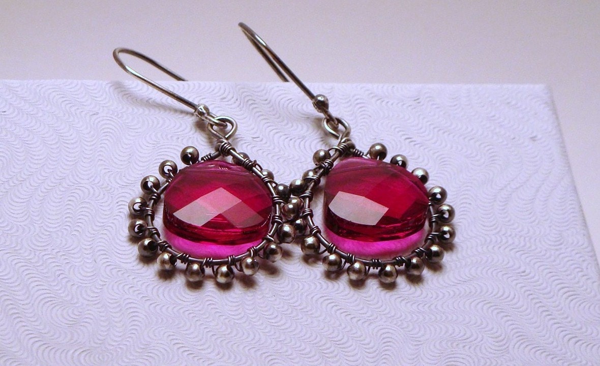 SOLD - SOLD - Thanks Kit :) Earrings - Glam Girls - Sterling Silver adorned with Ruby Swarovski briolette - SALE!!!