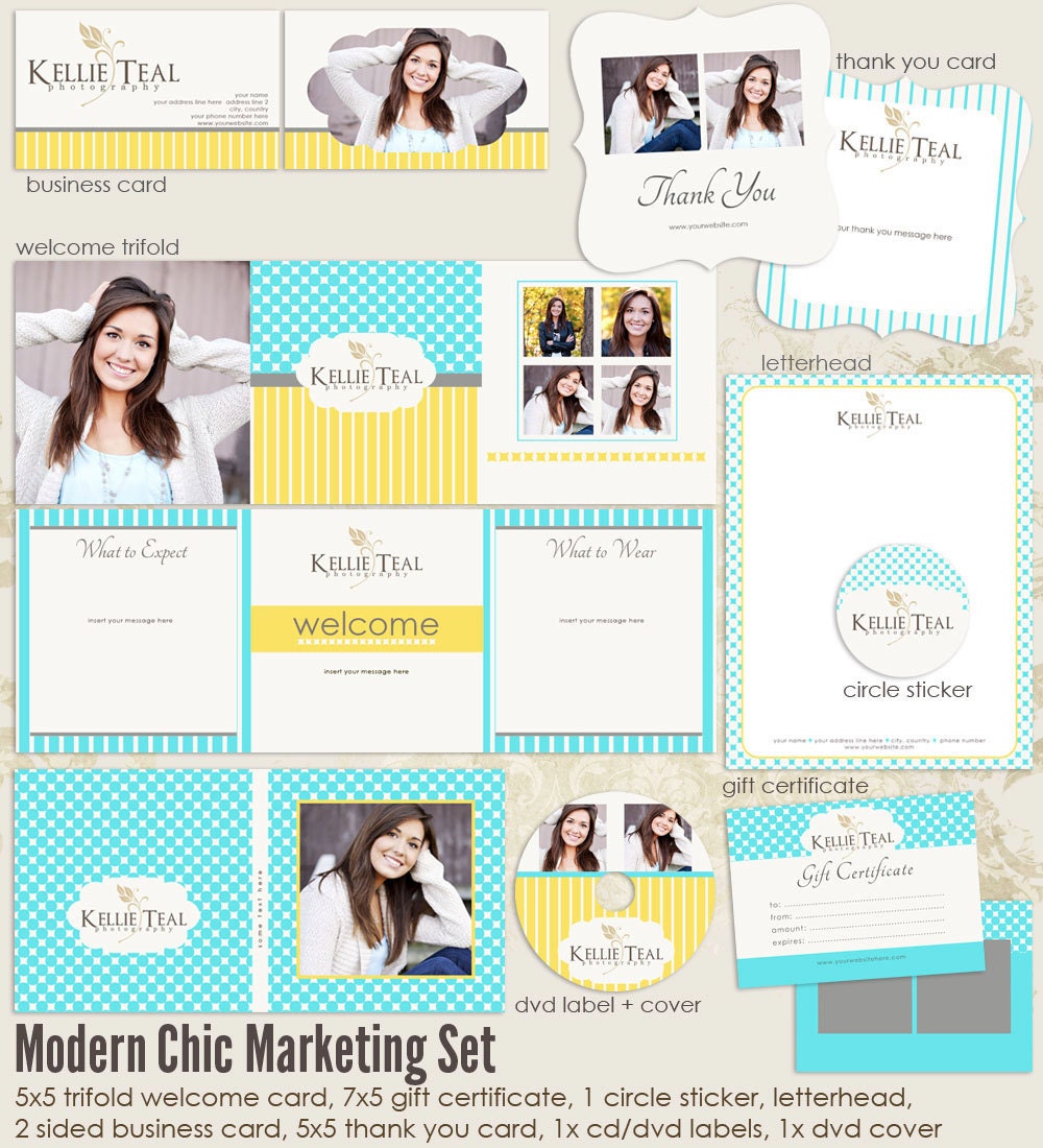 SALE --- -50% OFF ----- Modern Chic Premade Photography Marketing Set Templates