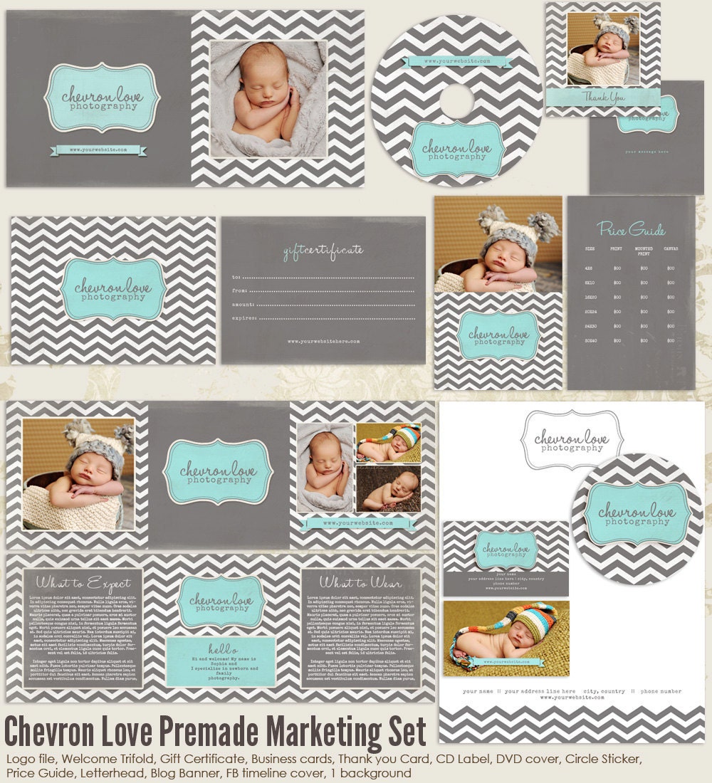 Chevron Love Premade Photography Marketing Set Templates