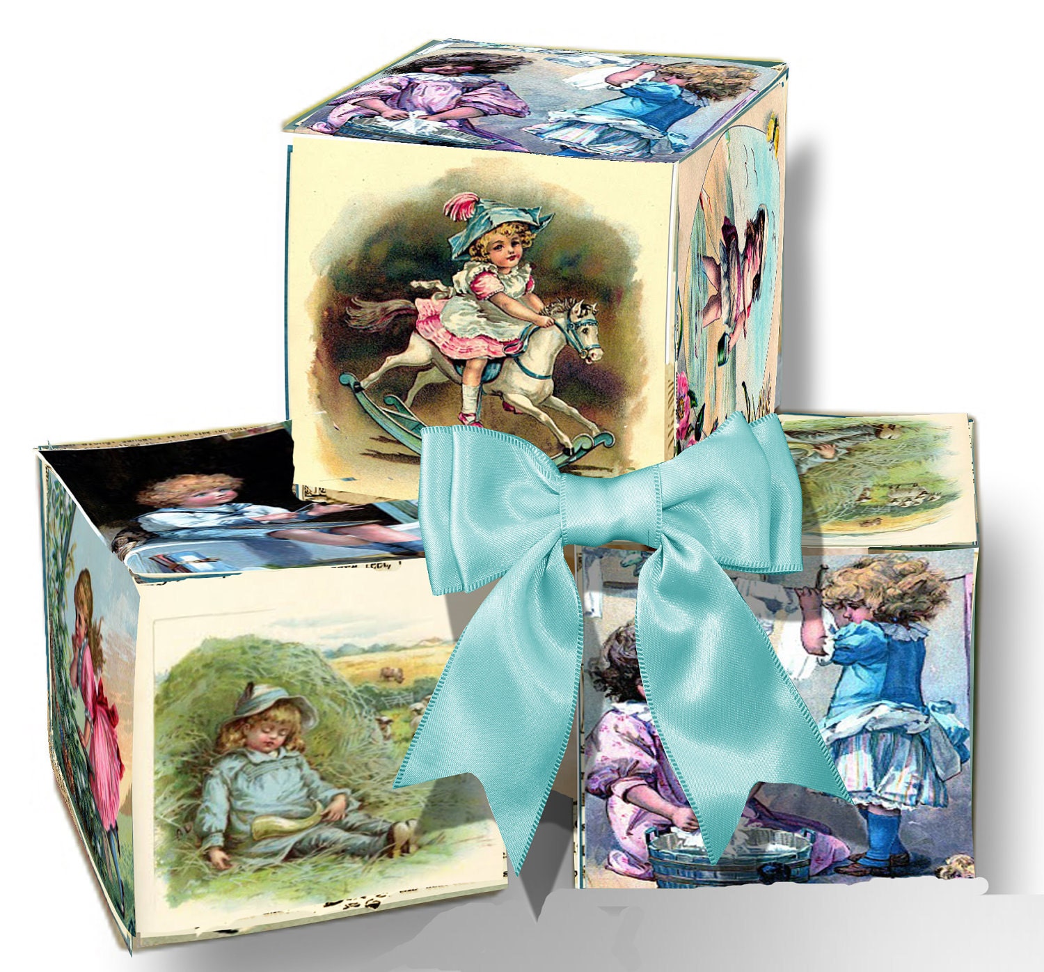 Victorian Children decorative box istant download
