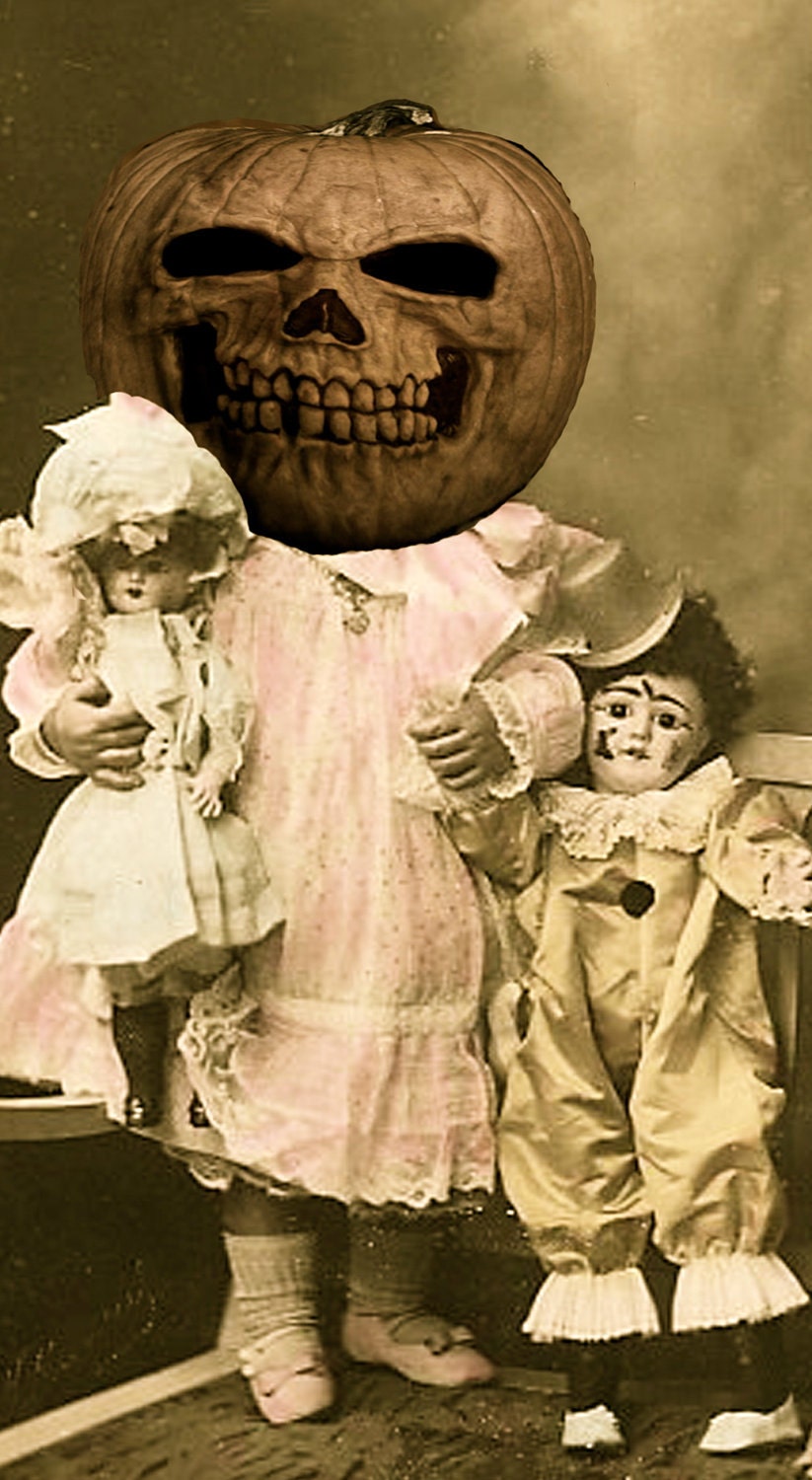 3 Printable Halloween altered Vintage photos Downloads instant download