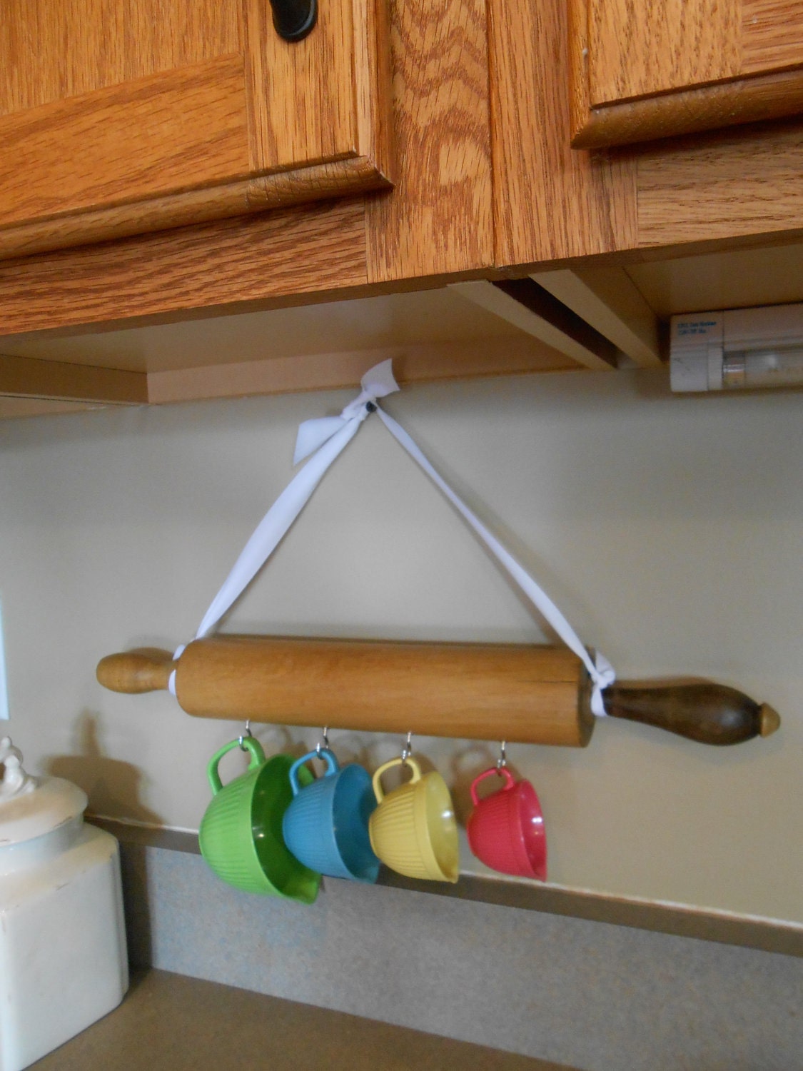 Vintage Rolling Pin with Batter Bowl Measuring Cups