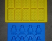 Set of 2 Silicone Lego Minifigure Ice tray & brick ice tray candy soap mold birthday party favors FIRST CLASS SHIPPING