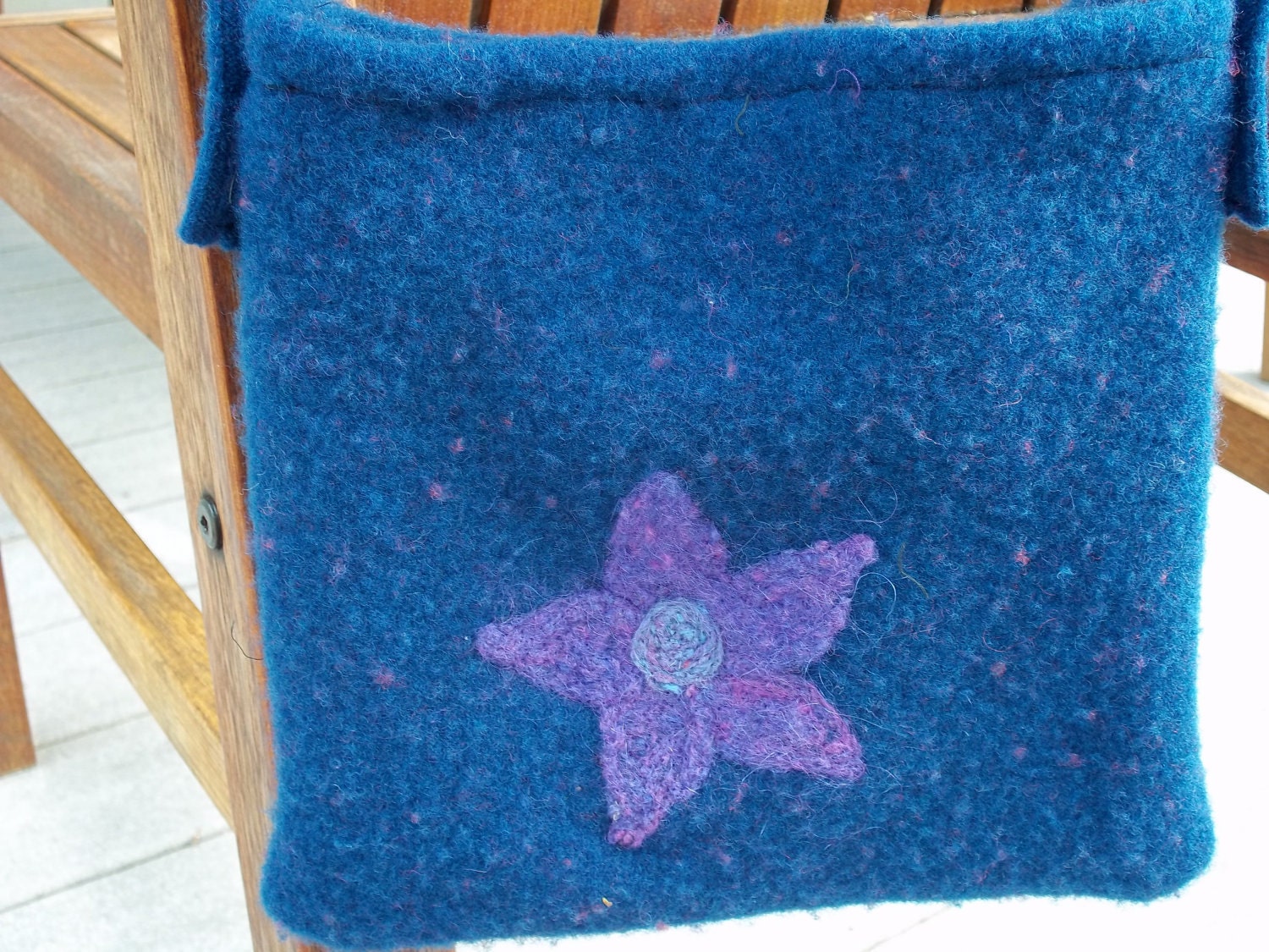 Felted Purse Blue & Purple Flowers