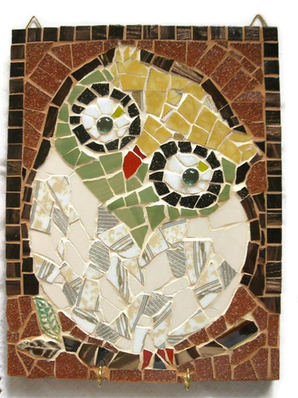 Mosaic Tile Owl Hook Hanger Key Holder Broken China Art Home Decoration
