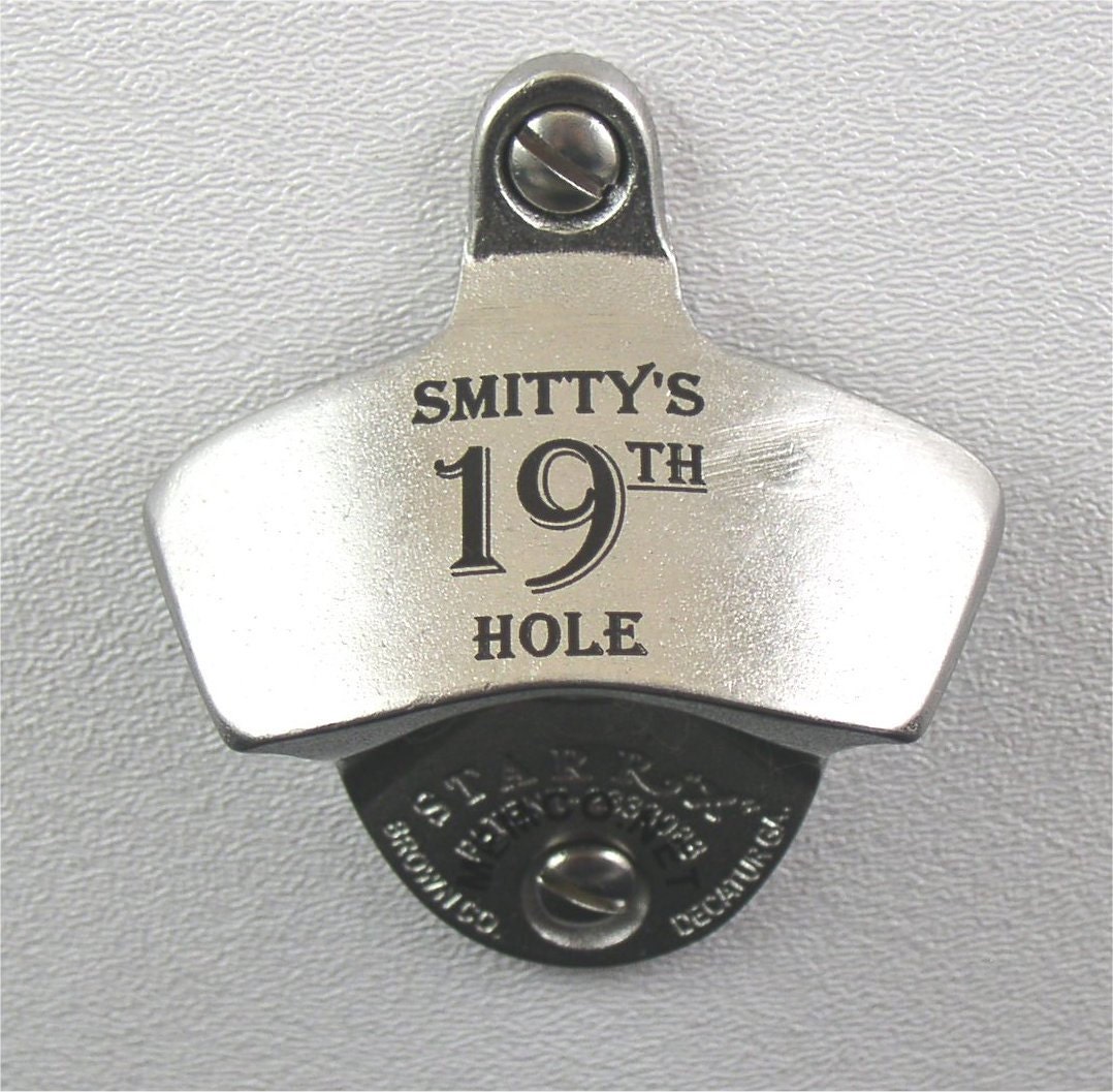 Custom 19th Hole Bottle Opener for the Golfer - Stainless Steel Opener with Capcatcher