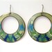 Turquoise, green, blue hoop earrings - copper enamel with titainium earring hooks - large