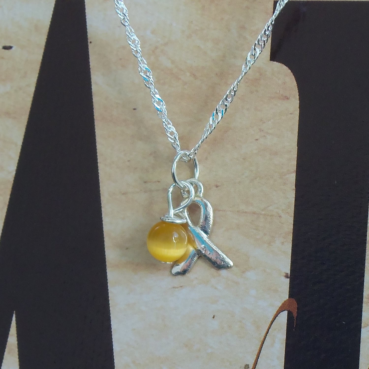 Spina Bifida, Endometriosis, Sarcoma, Military Deployment Awareness Necklace - Sterling Silver