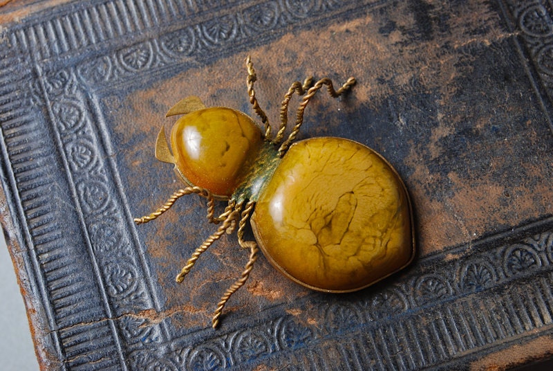 Vintage metal brooch, shape of bug