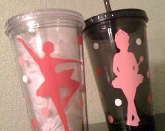 Personalized with name acrylic tumbler w/ lid - Dance, ballet, ballerina