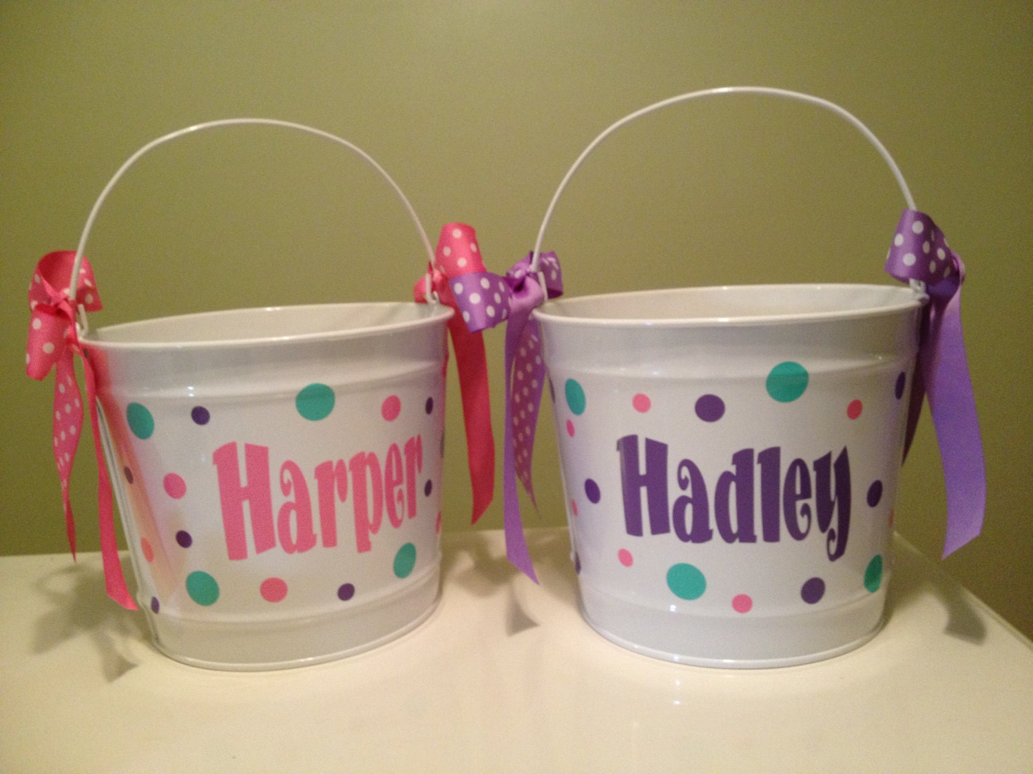 Personalized Easter basket 10 quart metal bucket by DeLaDesign
