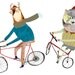 The Cyclists. limited edition art print by Ashley Percival. Children's Wall art and Nursery Art.