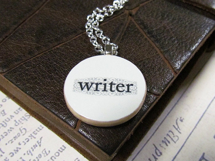 Elegant "Fleur Writer" Writing Necklace with Filigree Accents - Writer Jewelry