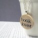 Book Lover Hand Stamped Literary Bibliophile Necklace in Black Typewriter Font - Reader Jewelry