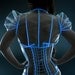 Clear PVC with luminescent icy blue glowing trim overbust corset from Artifice 24" for a 27-29.5" waist (production sample, ready to ship)