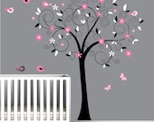 Tree Decal Vinyl Wall decals with owls, birds-Nursery Vinyl Wall Decals
