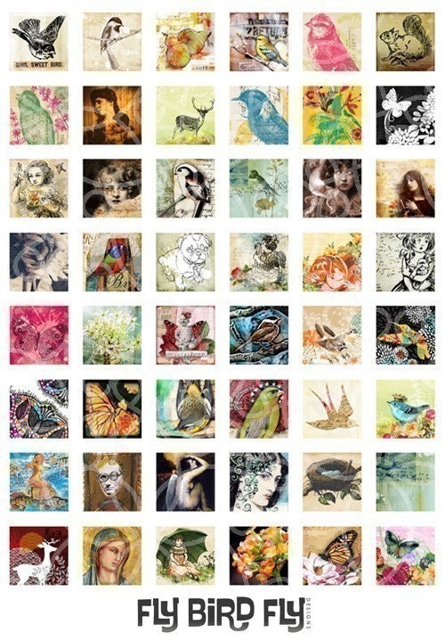 1x1 Inch Squares Digital Collage Print Sheet - Pretty Things