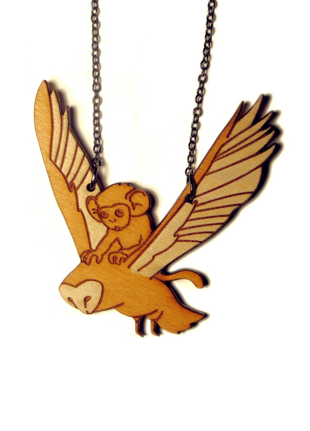 Monkey Necklace on Monkey On An Owl Necklace By Luyiandbubs On Etsy