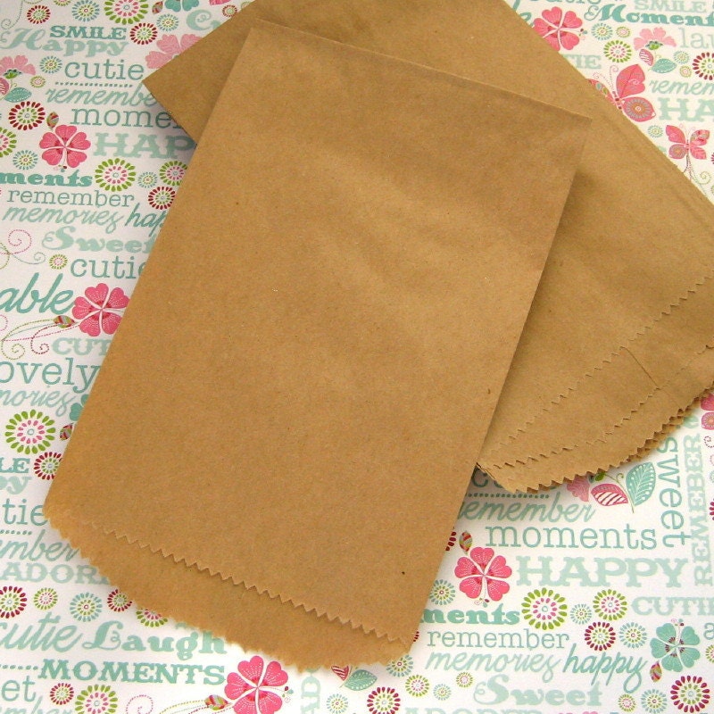 50 Kraft Paper Bags Flat Merchandise 5 x 7 inches
