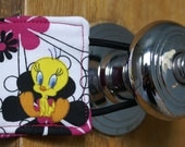Door Jammer, Door Quieter, Door Husher, Silent Door Closer, Latch Quieter - Tweetie Bird & Flowers - Free standard shipping in the US