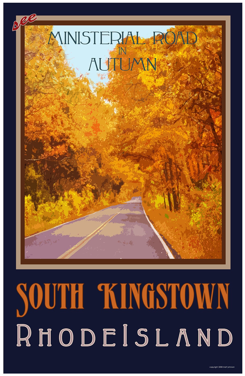Wall Art, Ministerial Road in Autumn Old Style Travel Poster