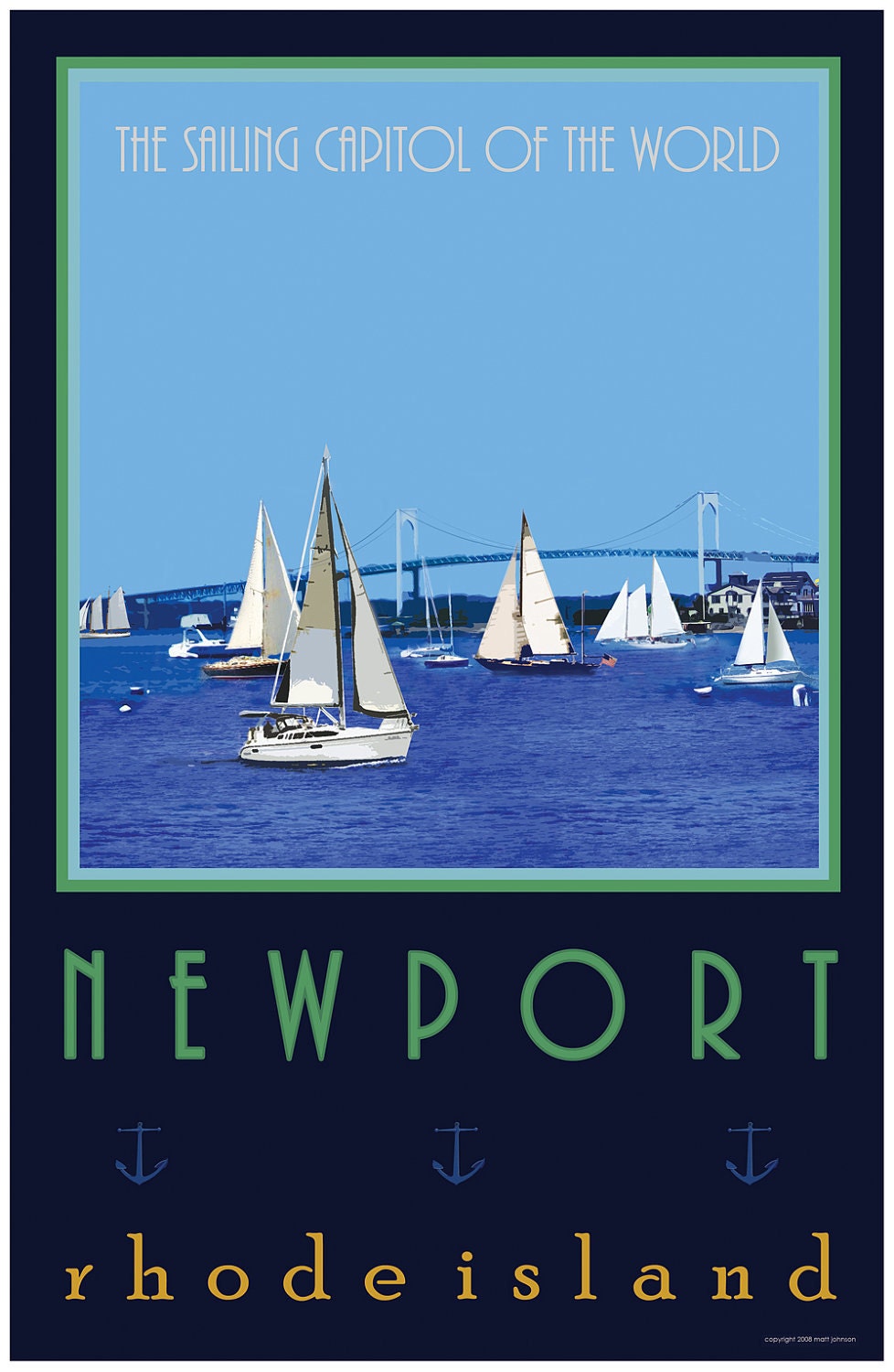Wall Art, Newport Rhode Island Old Style Travel Poster