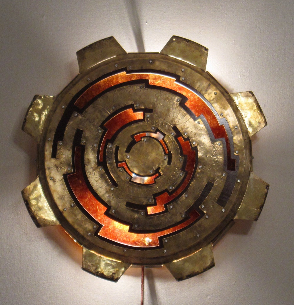 Gear Sconce, wall light art piece