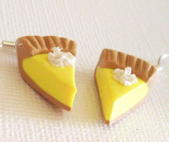 Lemon and Cream Pie Polymer Clay Earrings - EmsJewelry