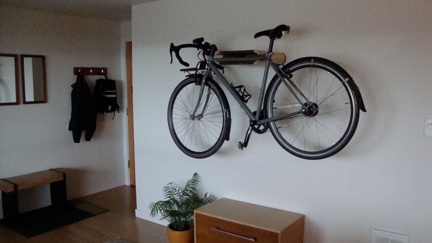 Oblong Bike Shelf - Appleply with side Walnut veneer