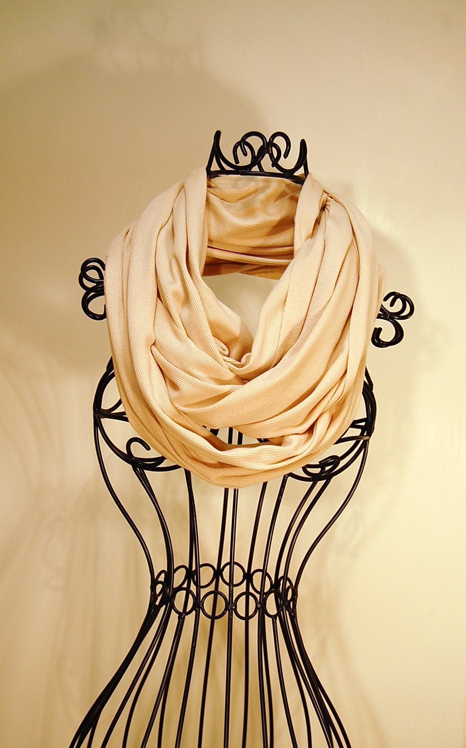 Light Tan Ribbed Unisex JERSEY INFINITY Scarf by The Accessories Nook