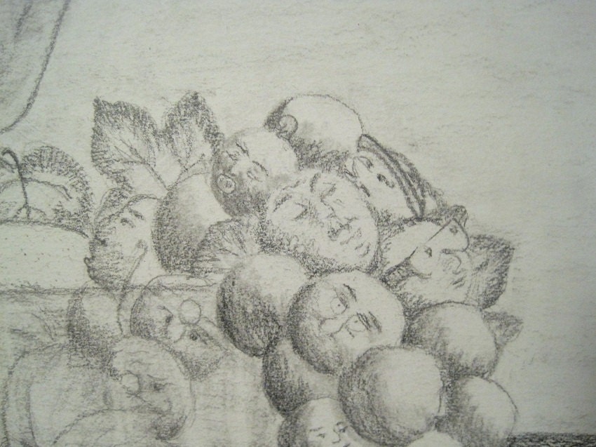 11x14 Original Funny Fruit drawing