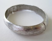 Vintage 80s Traditional Modern Signed Monet Brushed Silvertone Hinged Cuff Bracelet