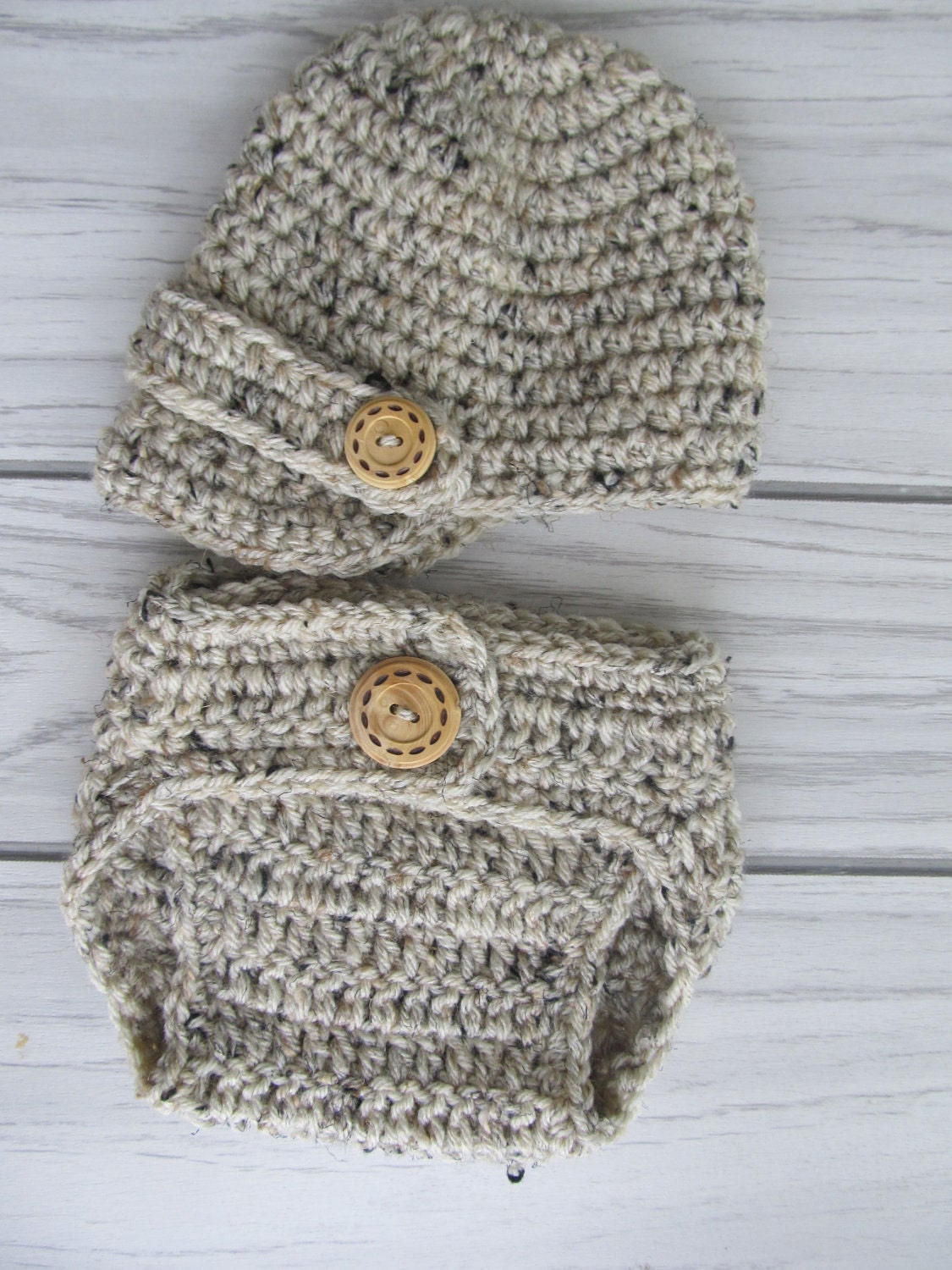 Crochet Diaper Cover and newsboy Hat set- Photo Prop-Choose Colors and Size