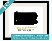 State or Country Love Silhouette 5x7 Print - Custom Message Map