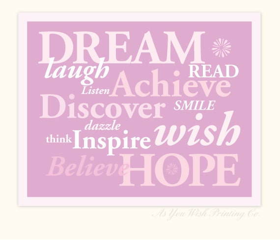 Words of Inspiration 11x14" Typography Poster - Orchid & Pink Wall Art
