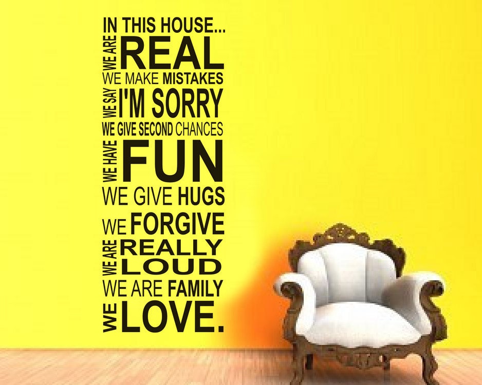 In this house we do - House Rules - PLUS free test decal - Wall Decal Vinyl Decal Subway Wall Art