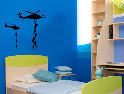 Wall Decal - Childrens Kids Teen Silhouette Wall Art Vinyl Decal - Military Helicopter Room Decor