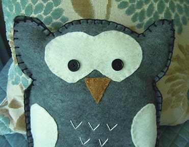 Grey Felt Owl Stuffed Animal Plush Pillow Pal