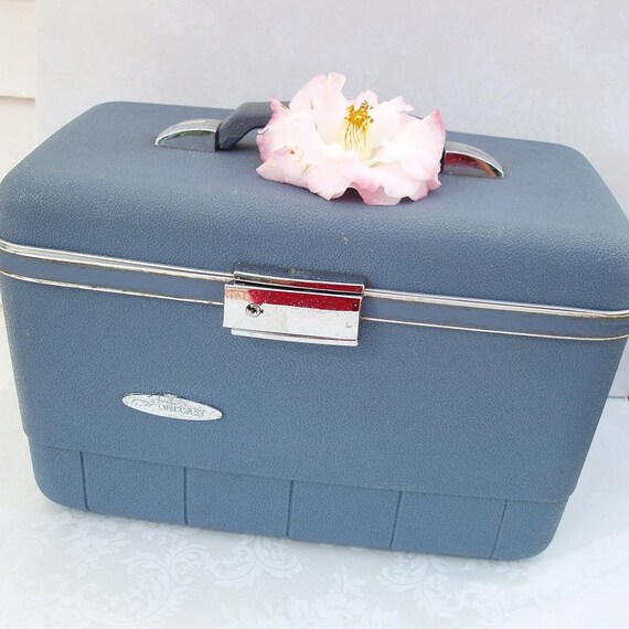 Vintage Train Case Makeup Train Case Cosmetic Train by WhimzyThyme