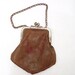 Leather Change Purse Leather Coin Purse Antique Purse Metal Chain Mini Purse Brown Leather