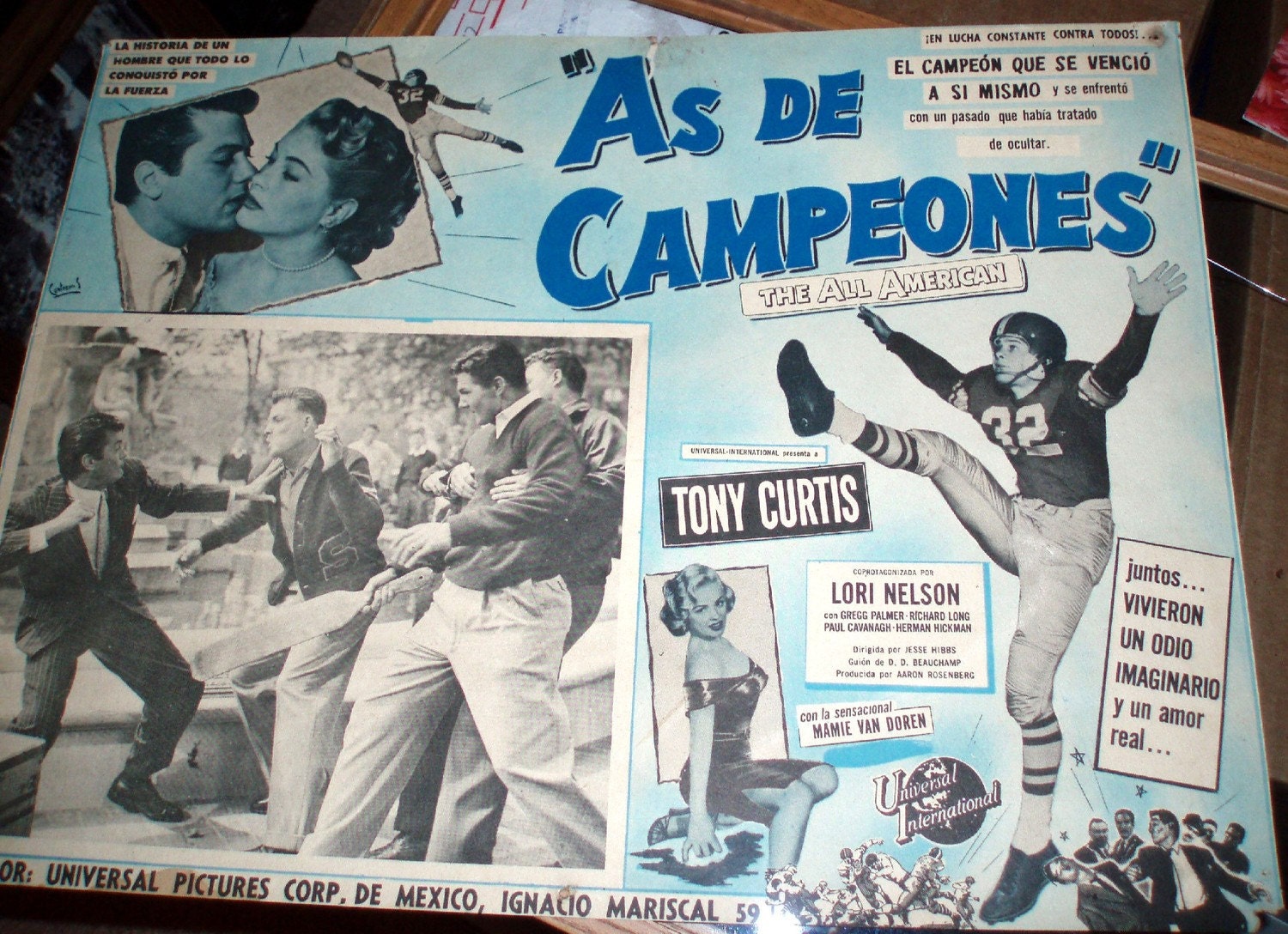 Vintage Tony Curtis Poster The All American with Mamie Van Doren Spanish
