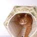 Cat Ball Unique Hand Made Kitty Bed in Retro Asian Fabric
