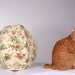 Cat Ball Unique Hand Made Kitty Bed in Retro Asian Fabric