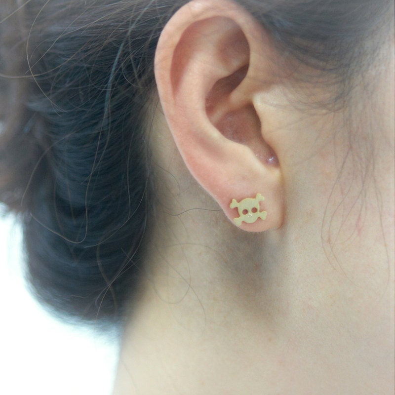 Tiny Skull and Cross Bones Earrings