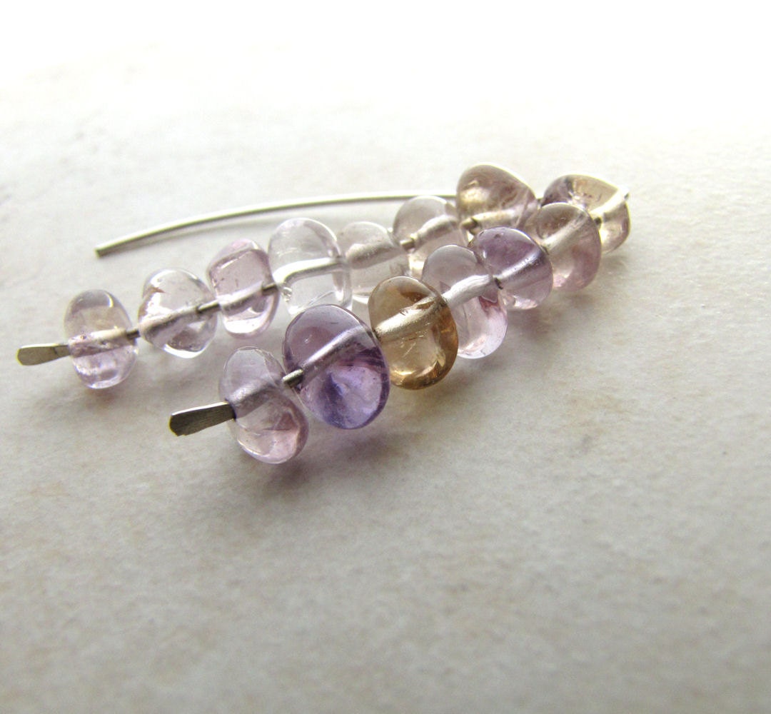 Amethyst Earrings Purple Gold Amethyst Sterling Silver Hammered Gemstone Earrings Nugget BellinaCreations Bellina Creation