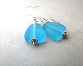 Sea Glass Seaglass Earrings Aqua Turquoise Carribean BellinaCreations Bellina Creation