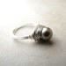 Pearl Ring Platinum Pearl Silver Wire Wrapped Size 8 BellinaCreations Bellina Creation